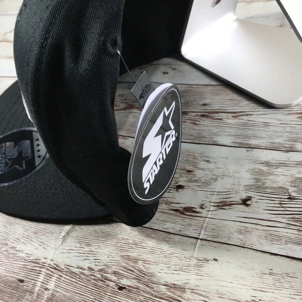 Starter Men's STAR-FIT Flat Brim Cap, Black Size Medium